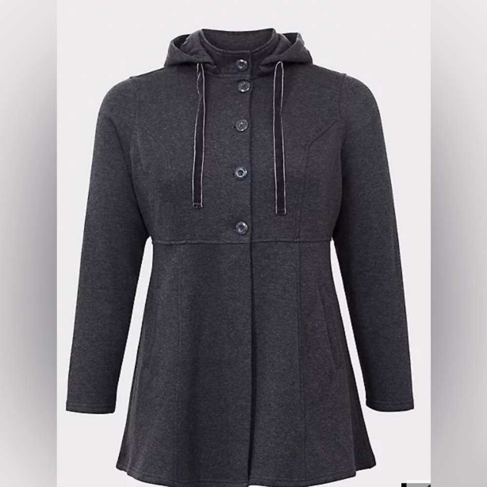 Torrid Charcoal Hooded Knit Coat Size 2